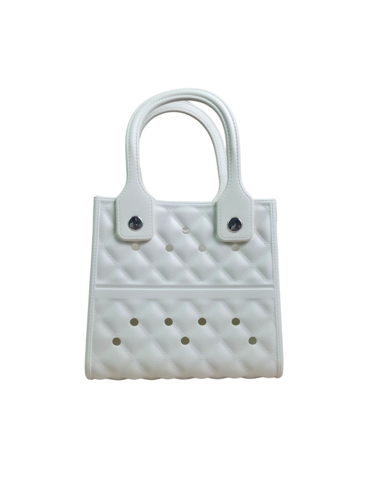 Madosh Women’s Mini Beach Tote Bag | Waterproof EVA Pool Handbag | Small Lightweight Carry Bag for Beach, Mini Rubber Travel & Daily Use Handbag– White